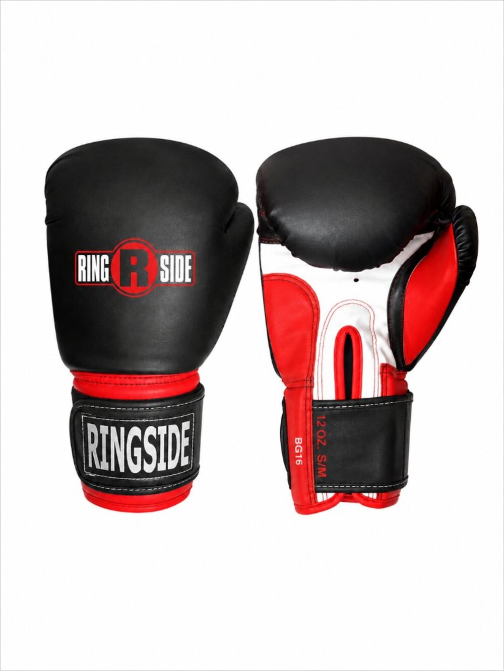 Ringside BG16 Black Red 12oz Boxing Gloves Training Bag Gloves S/M
